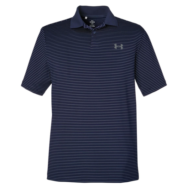 Under Armour Men's 3.0 Striped Perf Polo, Midnight Navy / White, Front view