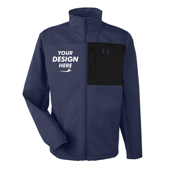 Under Armour Men's ColdGear® Infrared Shield 2.0 Jacket, Midnight Navy / Midnight Navy, Front view, Mockup