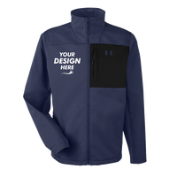 Under Armour Men's ColdGear® Infrared Shield 2.0 Jacket, Midnight Navy / Midnight Navy, Front view, Mockup