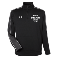 Under Armour Men's Command 2.0 Quarter-Zip Pullover, Black / White, Front view, Mockup