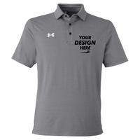 Under Armour Men's Destin Drive Striped Performance Polo, Black / White, Front view, Mockup