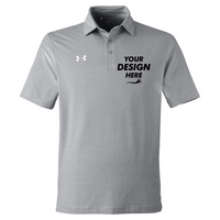Under Armour Men's Destin Drive Striped Performance Polo, Mod Grey / White, Front view, Mockup