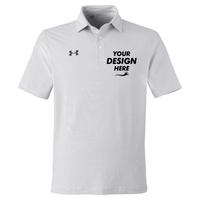 Under Armour Men's Destin Drive Striped Performance Polo, White / Black, Front view, Mockup