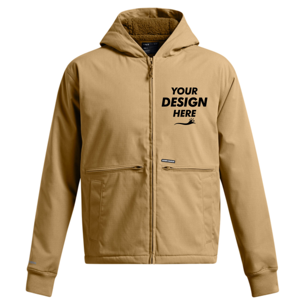 Under Armour Men's Icon Fleece Jacket, Camel / Coyote, Front view, Mockup