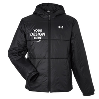 Under Armour Men's LW Insulated Jacket, Black / White, Front view, Mockup