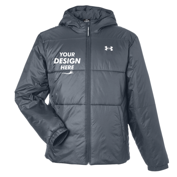 Under Armour Men's LW Insulated Jacket, Castlerock / White, Front view, Mockup