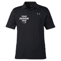Under Armour Men's Performance 3.0 Golf Polo, Black / Ptc Grey, Front view, Mockup