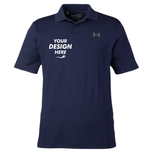 Under Armour Men's Performance 3.0 Golf Polo, Midnight Navy / Pitch Grey, Front view, Mockup