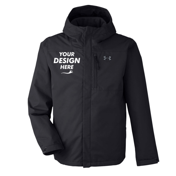 Under Armour Men's Porter 3-in-1 2.0 Jacket, Black / Pitch Grey, Front view, Mockup