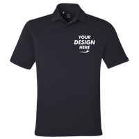 Under Armour Men's Recycled Polo, Black / White, Front view, Mockup