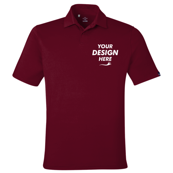 Under Armour Men's Recycled Polo, Cardinal / White, Front view, Mockup