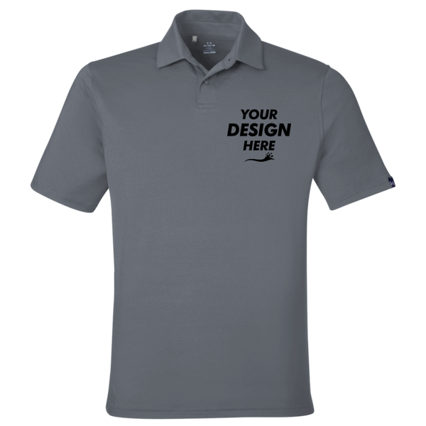 Under Armour Men's Recycled Polo, Castlerock / White, Front view, Mockup