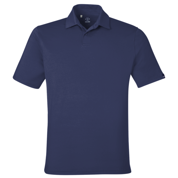 Under Armour Men's Recycled Polo, Midnight Navy / White, Front view