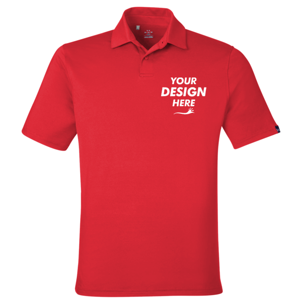 Under Armour Men's Recycled Polo, Red / White, Front view, Mockup