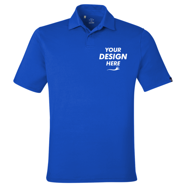 Under Armour Men's Recycled Polo, Royal / White, Front view, Mockup