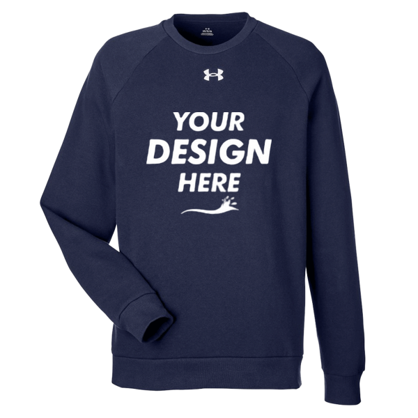 Under Armour Men's Rival Fleece Crewneck Sweatshirt, Midnight Navy / White, Front view, Mockup