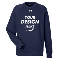 Under Armour Men's Rival Fleece Crewneck Sweatshirt, Midnight Navy / White, Front view, Mockup