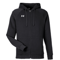 Under Armour Men's Rival Fleece Full-Zip, Black / White, Front view