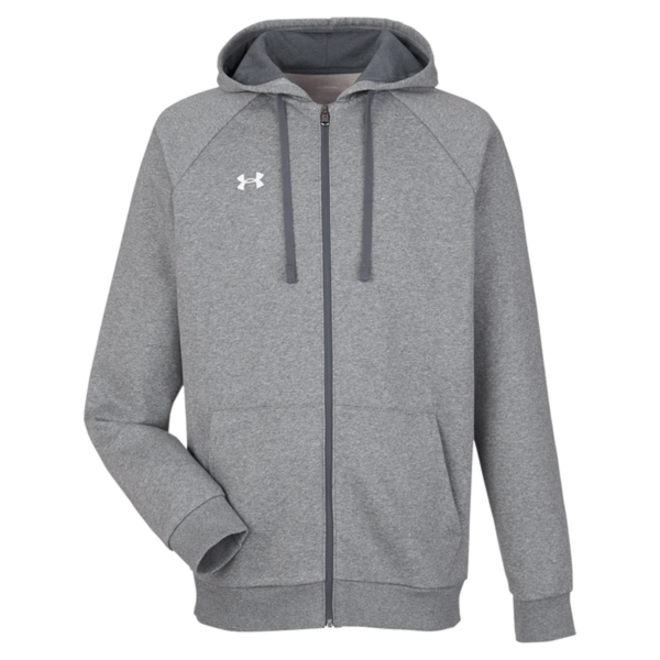 Under Armour Men's Rival Fleece Full-Zip, Cs Grey Light Heather / White, Front view