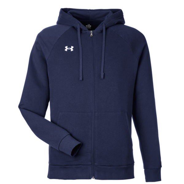 Under Armour Men's Rival Fleece Full-Zip, Midnight Navy / White, Front view