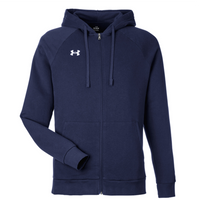 Under Armour Men's Rival Fleece Full-Zip, Midnight Navy / White, Front view