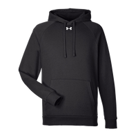 Under Armour Men's Rival Fleece Hooded Sweatshirt, Black / White, Front view
