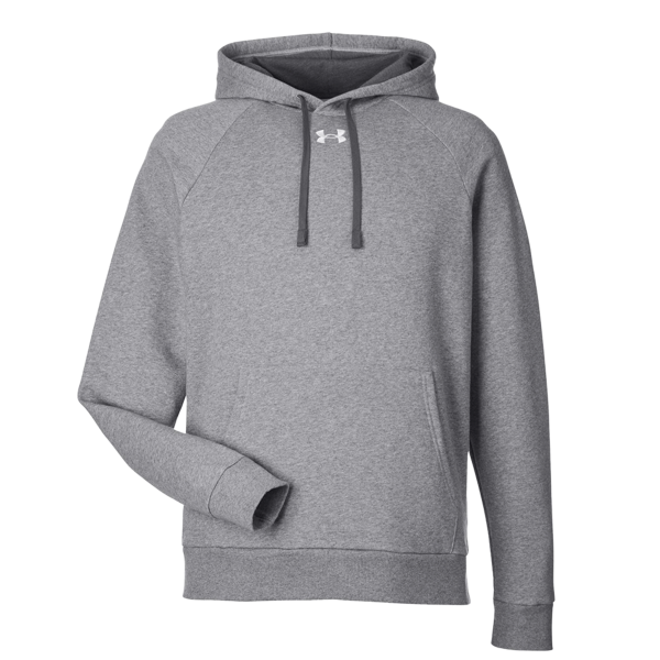 Under Armour Men's Rival Fleece Hooded Sweatshirt, Cs Grey Light Heather / White, Front view