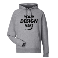 Under Armour Men's Rival Fleece Hooded Sweatshirt, Cs Grey Light Heather / White, Front view, Mockup