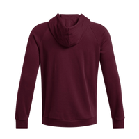 Under Armour Men's Rival Fleece Hooded Sweatshirt, Maroon / White, Back view