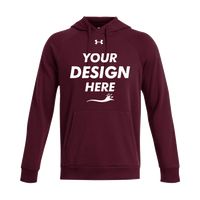 Under Armour Men's Rival Fleece Hooded Sweatshirt, Maroon / White, Front view, Mockup