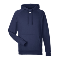 Under Armour Men's Rival Fleece Hooded Sweatshirt, Midnight Navy / White, Front view