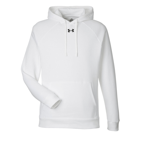 Under Armour Men's Rival Fleece Hooded Sweatshirt, White / Black, Front view