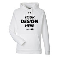 Under Armour Men's Rival Fleece Hooded Sweatshirt, White / Black, Front view, Mockup