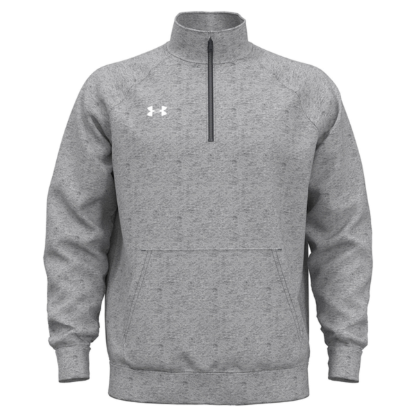 Under Armour Men's Rival Fleece Quarter-Zip Pullover, Cs Grey Light Heather / White, Front view