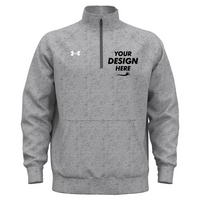 Under Armour Men's Rival Fleece Quarter-Zip Pullover, Cs Grey Light Heather / White, Front view, Mockup