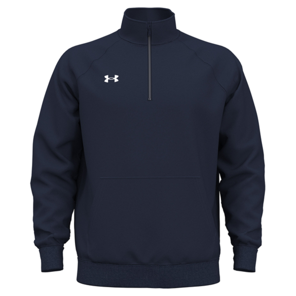 Under Armour Men's Rival Fleece Quarter-Zip Pullover, Midnight Navy / White, Front view