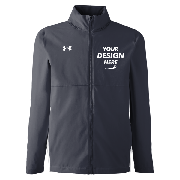Under Armour Men's Rival Stretch Jacket, Midnight Navy / White, Front view, Mockup