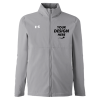 Under Armour Men's Rival Stretch Jacket, Mod Grey / White, Front view, Mockup