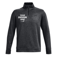 Under Armour Men's Storm Sweater Fleece Quarter-Zip Pullover, Black / Black 001, Front view, Mockup