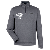 Under Armour Men's Storm Sweater Fleece Quarter-Zip Pullover, Pitch Grey / Black, Front view, Mockup