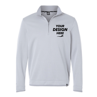 Under Armour Men's Storm Sweater Fleece Quarter-Zip Pullover, Steel / White, Front view, Mockup