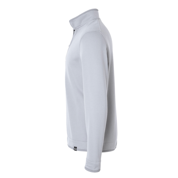 Under Armour Men's Storm Sweater Fleece Quarter-Zip Pullover, Steel / White, Left Sleeve view