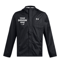 Under Armour Men's Stormproof Cloudstrike 2.0 Jacket, Black / White, Front view, Mockup