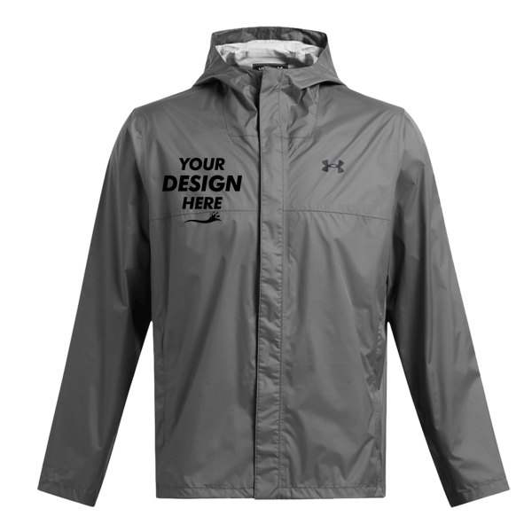 Under Armour Men's Stormproof Cloudstrike 2.0 Jacket, Castlerock / Black, Front view, Mockup