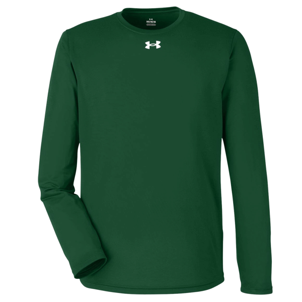 Under Armour Men's Team Tech™ Long Sleeve T-Shirt, Forest Green / White, Front view