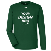 Under Armour Men's Team Tech™ Long Sleeve T-Shirt, Forest Green / White, Front view, Mockup