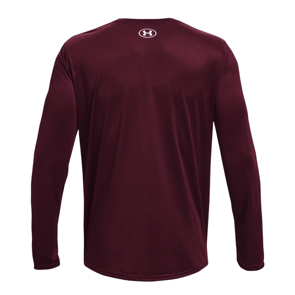 Under Armour Men's Team Tech™ Long Sleeve T-Shirt, Maroon / White, Back view