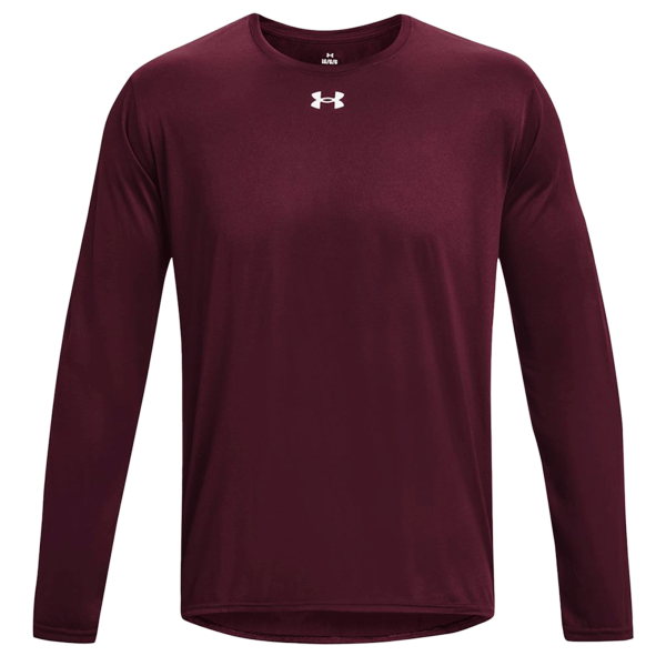 Under Armour Men's Team Tech™ Long Sleeve T-Shirt, Maroon / White, Front view