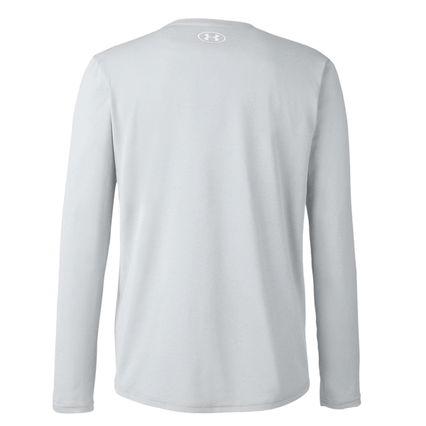 Under Armour Men's Team Tech™ Long Sleeve T-Shirt, Mod Grey Light Heather / White, Back view
