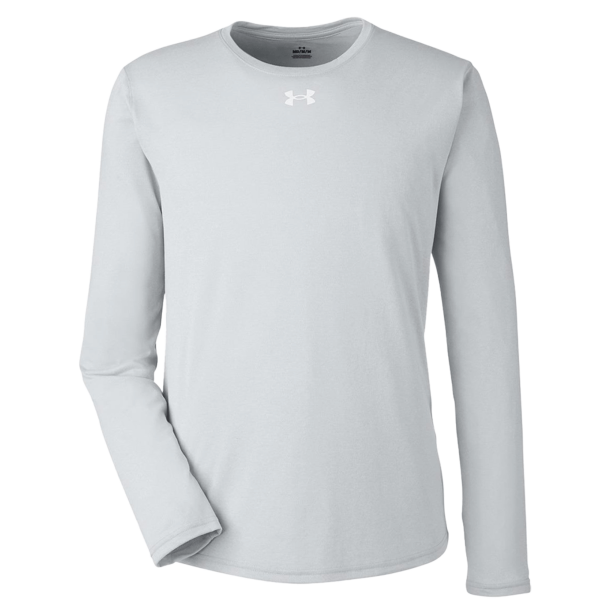 Under Armour Men's Team Tech™ Long Sleeve T-Shirt, Mod Grey Light Heather / White, Front view